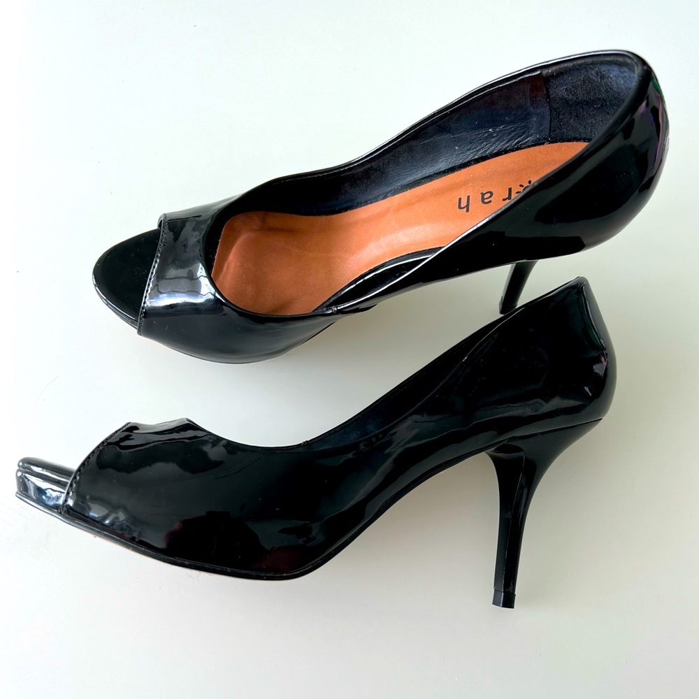 Peep toe Black high heels Norah Made in Brazil US8B BRA 37 scarpin - Picture 2 of 6